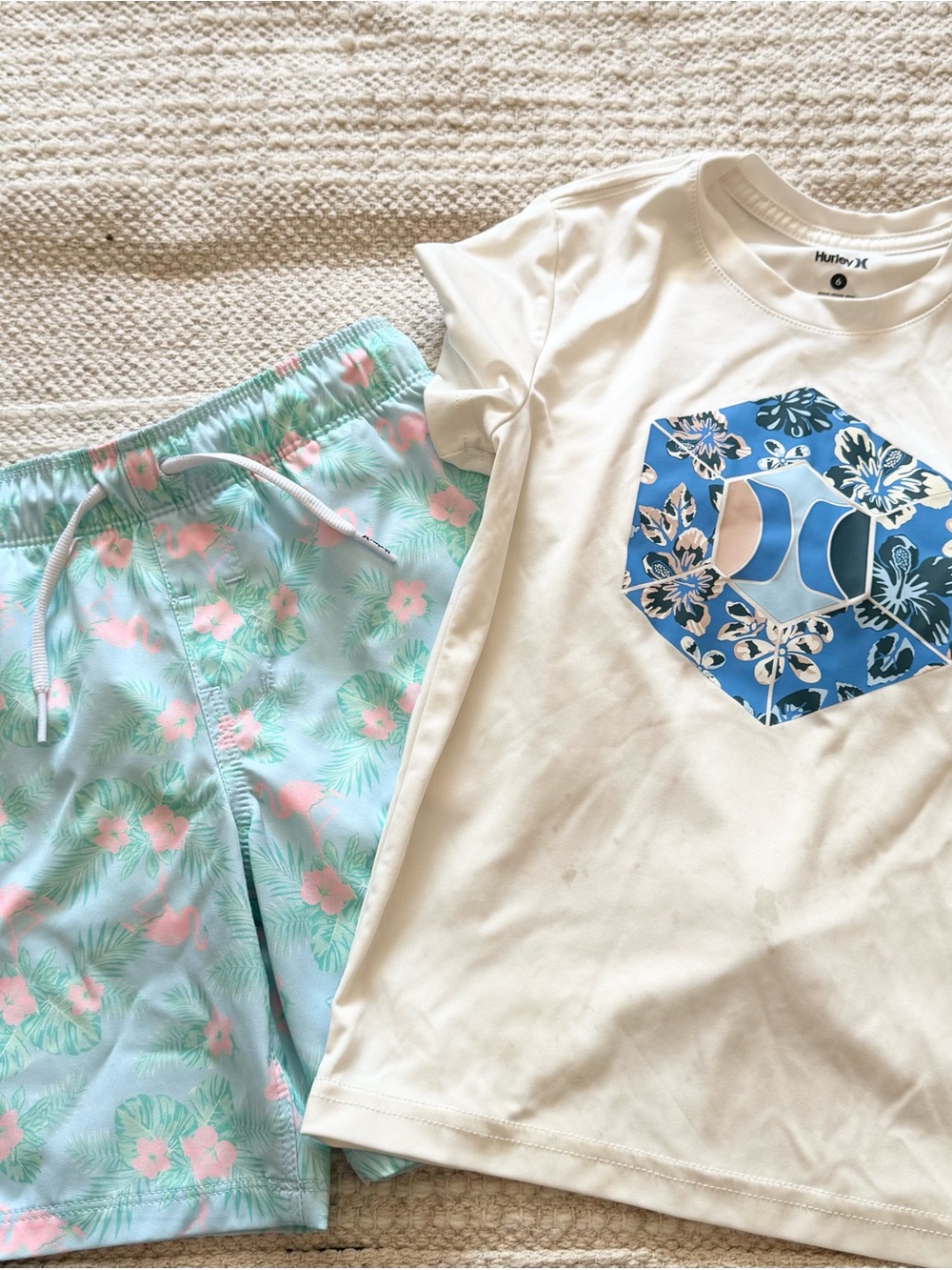 Hurley Kids White and Aqua Swim SPF 50 Set